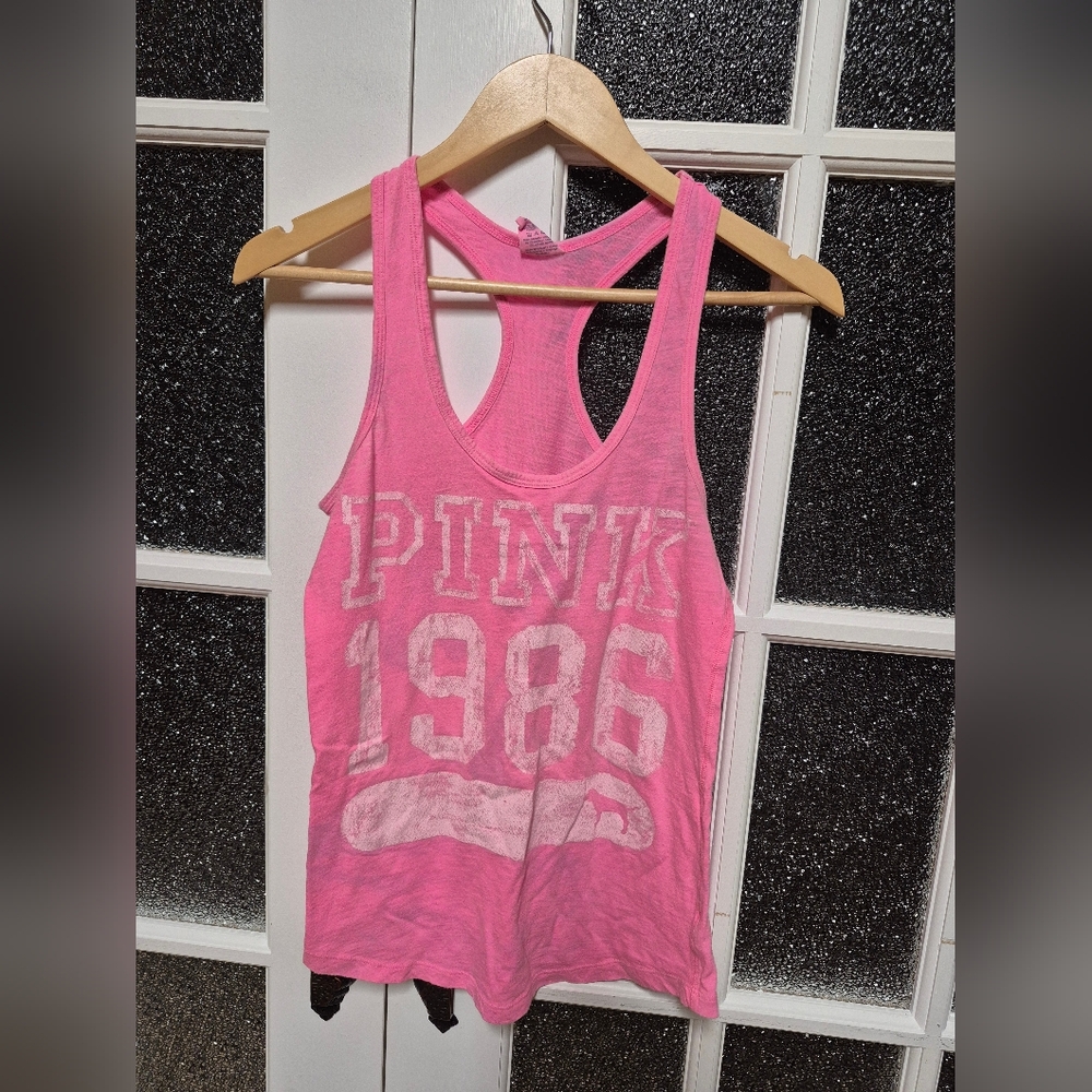 Victoria’s Secret PINK racerback tank top muscle tee hot neon fluorescent small